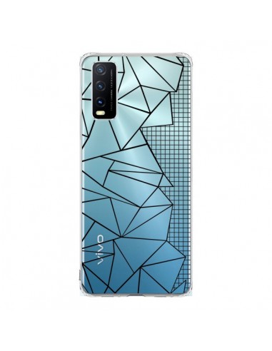 Coque Vivo Y20S Lignes Grilles Side Grid Abstract Noir Transparente - Project M