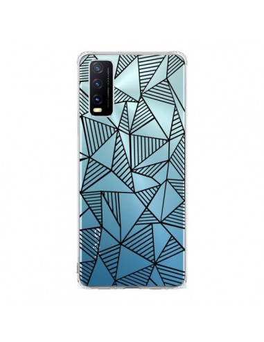 Coque Vivo Y20S Lignes Grilles Triangles Grid Abstract Noir Transparente - Project M