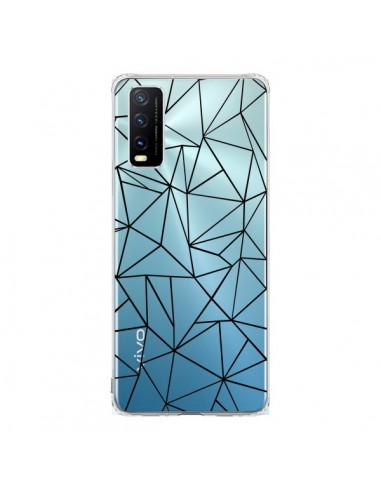 Coque Vivo Y20S Lignes Triangles Grid Abstract Noir Transparente - Project M