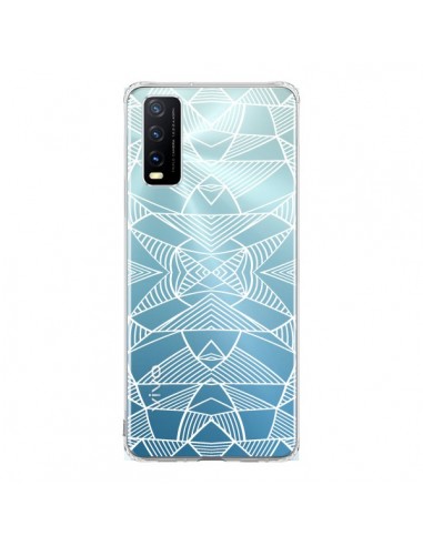 Coque Vivo Y20S Lignes Miroir Grilles Triangles Grid Abstract Blanc Transparente - Project M