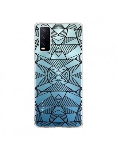 Coque Vivo Y20S Lignes Miroir Grilles Triangles Grid Abstract Noir Transparente - Project M