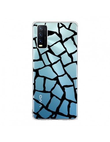 Coque Vivo Y20S Girafe Mosaïque Noir Transparente - Project M