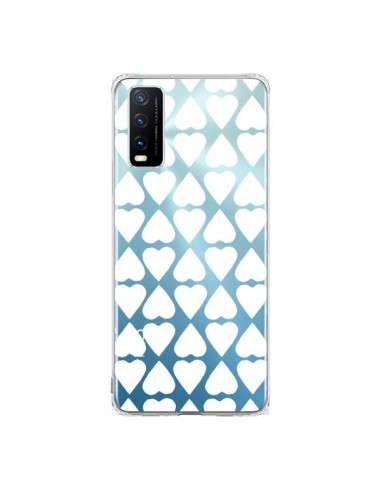 Coque Vivo Y20S Coeurs Heart Blanc Transparente - Project M