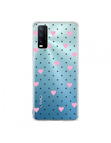 Coque Vivo Y20S Point Coeur Rose Pin Point Heart Transparente - Project M