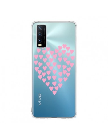 Coque Vivo Y20S Coeurs Heart Love Rose Pink Transparente - Project M