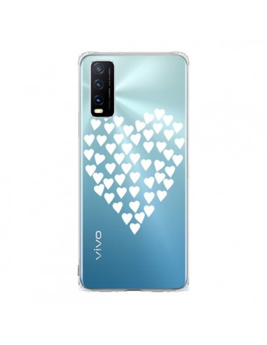 Coque Vivo Y20S Coeurs Heart Love Blanc Transparente - Project M