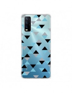 Coque Vivo Y20S Triangles Ice Blue Bleu Noir Transparente...