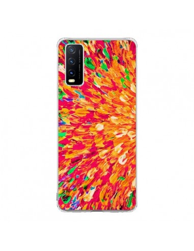 Coque Vivo Y20S Fleurs Oranges Neon Splash - Ebi Emporium