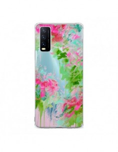 Coque Vivo Y20S Fleur Flower Rose Vert Transparente - Ebi...