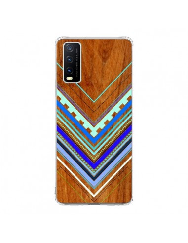 Coque Vivo Y20S Azteque Arbutus Blue Bois Aztec Tribal - Jenny Mhairi