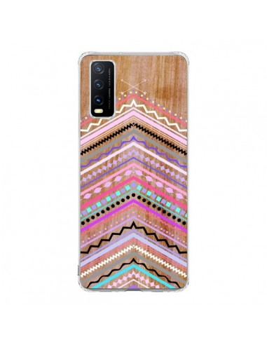 Coque Vivo Y20S Purple Chevron Wild Wood Bois Azteque Aztec Tribal - Jenny Mhairi