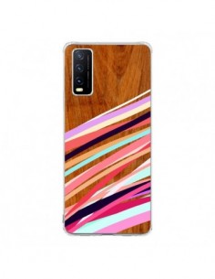 Coque Vivo Y20S Wooden Waves Coral Bois Azteque Aztec...