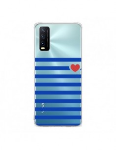 Coque Vivo Y20S Mariniere Coeur Love Transparente -...
