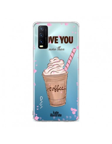 Coque Vivo Y20S I love you More Than Coffee Glace Amour Transparente - kateillustrate