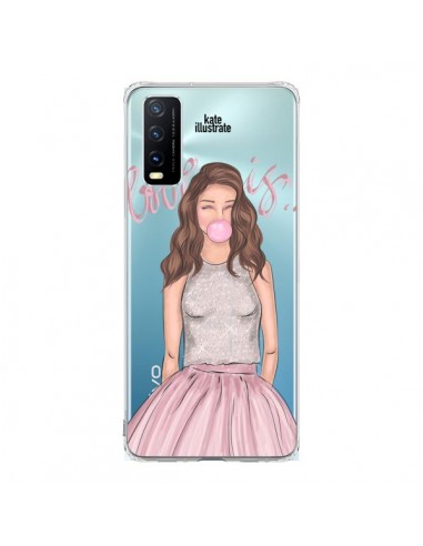 Coque Vivo Y20S Bubble Girl Tiffany Rose Transparente - kateillustrate