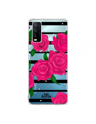 Coque Vivo Y20S Roses Rose Fleurs Flowers Transparente - kateillustrate