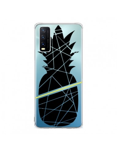 Coque Vivo Y20S Ananas Noir Transparente - Koura-Rosy Kane