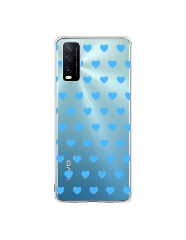 Coque Vivo Y20S Coeur Heart Love Amour Bleu Transparente - Laetitia