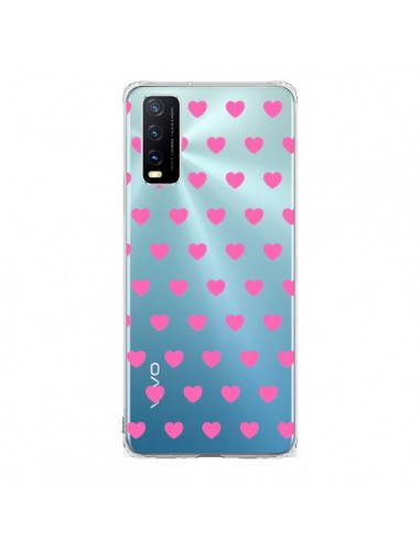 Coque Vivo Y20S Coeur Heart Love Amour Rose Transparente - Laetitia