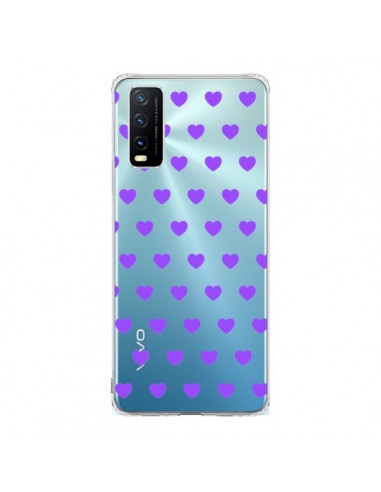 Coque Vivo Y20S Coeur Heart Love Amour Violet Transparente - Laetitia