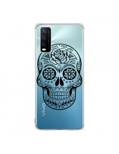 Coque Vivo Y20S Tête de Mort Mexicaine Noir Transparente - Laetitia