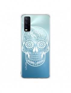 Coque Vivo Y20S Tête de Mort Mexicaine Blanche...