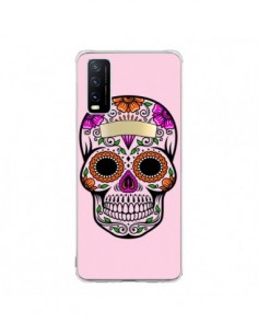 Coque Vivo Y20S Tête de Mort Mexicaine Rose Multicolore -...