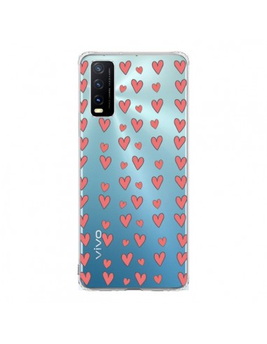 Coque Vivo Y20S Coeurs Heart Love Amour Rouge Transparente - Petit Griffin