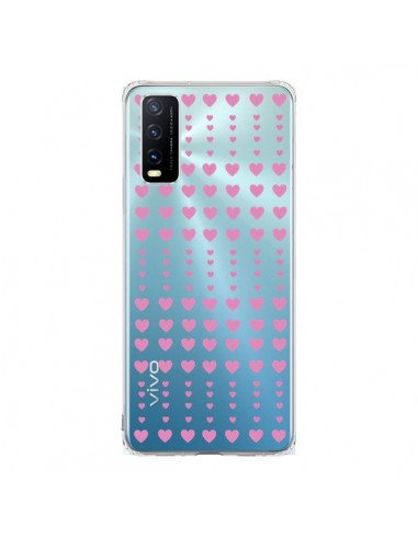 Coque Vivo Y20S Coeurs Heart Love Amour Rose Transparente - Petit Griffin