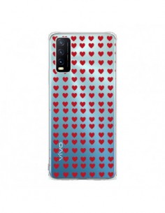 Coque Vivo Y20S Coeurs Heart Love Amour Red Transparente...