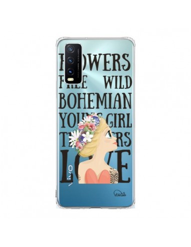 Coque Vivo Y20S Flowers Love Transparente - Lolo Santo