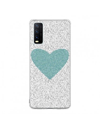 Coque Vivo Y20S Coeur Bleu Vert Argent Love - Mary Nesrala