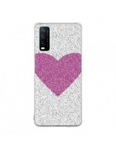 Coque Vivo Y20S Coeur Rose Argent Love - Mary Nesrala