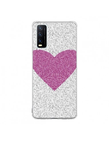 Coque Vivo Y20S Coeur Rose Argent Love - Mary Nesrala