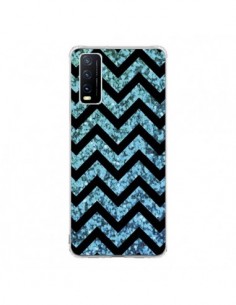 Coque Vivo Y20S Chevron Aqua Sparkle Triangle Azteque -...