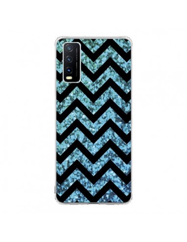 Coque Vivo Y20S Chevron Aqua Sparkle Triangle Azteque - Mary Nesrala