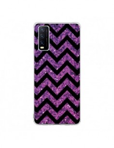 Coque Vivo Y20S Chevron Purple Sparkle Triangle Azteque -...