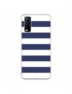 Coque Vivo Y20S Bandes Marinières Bleu Blanc Gaultier -...