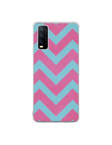 Coque Vivo Y20S Strawberry Chevron Rose Bleu - Mary Nesrala