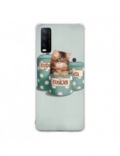 Coque Vivo Y20S Chaton Chat Kitten Boite Cookies Pois -...