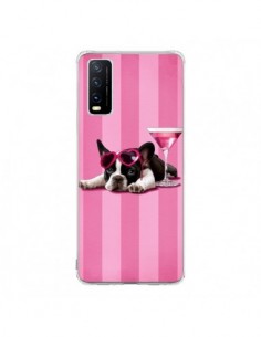 Coque Vivo Y20S Chien Dog Cocktail Lunettes Coeur Rose -...