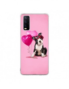 Coque Vivo Y20S Chien Dog Ballon Lunettes Coeur Rose -...
