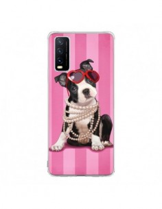 Coque Vivo Y20S Chien Dog Fashion Collier Perles Lunettes...