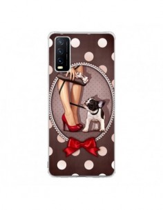 Coque Vivo Y20S Lady Jambes Chien Dog Pois Noeud papillon...