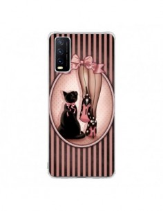 Coque Vivo Y20S Lady Chat Noeud Papillon Pois Chaussures...