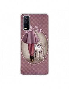 Coque Vivo Y20S Lady Chien Dog Dalmatien Robe Pois -...