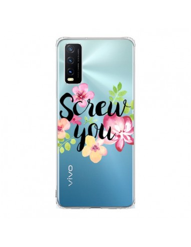 Coque Vivo Y20S Screw you Flower Fleur Transparente - Maryline Cazenave