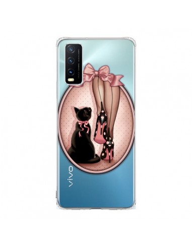 Coque Vivo Y20S Lady Chat Noeud Papillon Pois Chaussures Transparente - Maryline Cazenave