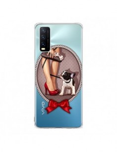 Coque Vivo Y20S Lady Jambes Chien Bulldog Dog Pois Noeud...