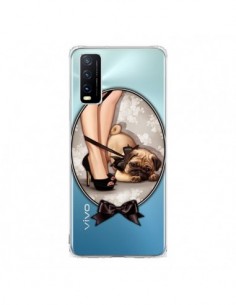 Coque Vivo Y20S Lady Jambes Chien Bulldog Dog Noeud...
